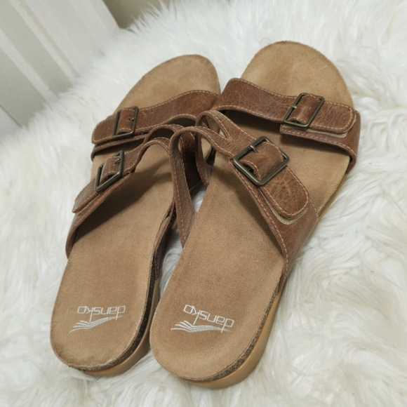 DANSKO Vintage Comfort Wedge Heeled Leather Open Toe Sandals Size 8.5🌴 - Picture 5 of 11